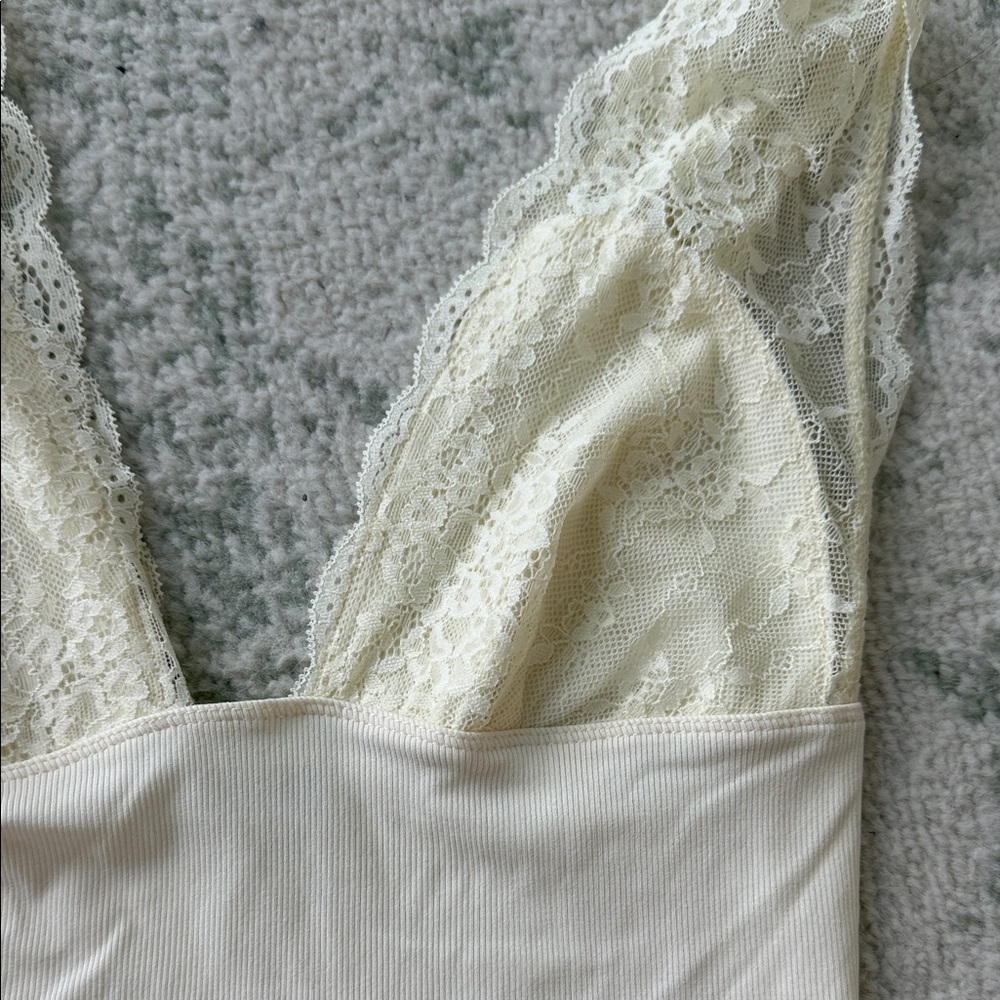 Free People Cream Lace Trim Top - Picture 2 of 4